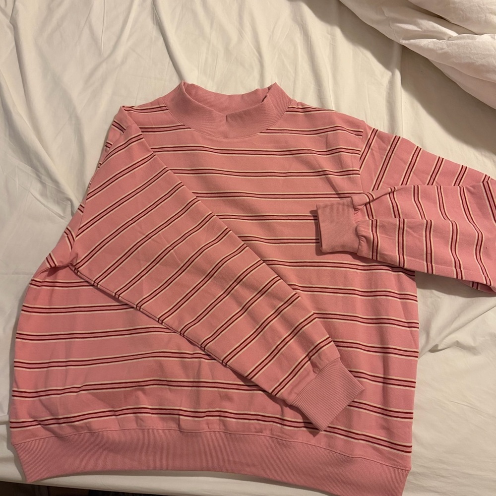 Parke Valentines Day Drop Pink Striped Sweatshirt